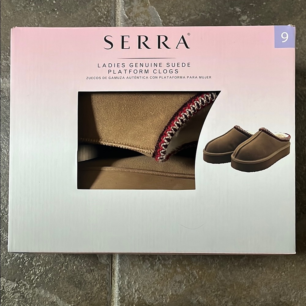 Serra Ladies Suede Platform Clogs